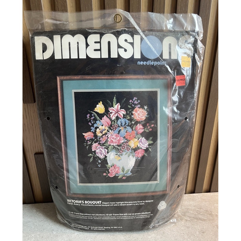 1988 Dimensions Needlepoint Kit VICTORIA'S BOUQUET #2335 Floral by Karen Avery